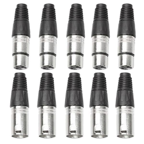 5 Par 3-polet XLR Hunn-Hann Mikrofon Lydkabel Wire Connector Plug Kabelterminal for Mic Sol