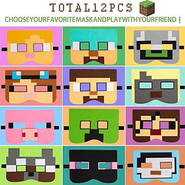 Robot-tema festtillbehör för videospel: Pixel-filtmasker festpresenter för barn - Klä upp sig, maskerad tecknad cosplay och födelsedagspresenter för