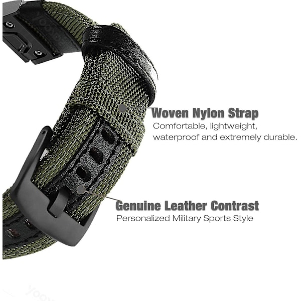 22 mm Nylonband Passar Garmin Fenix 5/fenix 6 (grön)