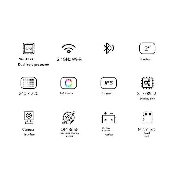 2-tums ESP32-S3 IPS Kapacitiv Touchscreen Utvecklingskort 240x320 LCD-skärm 262k Färgstöd W