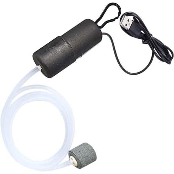 Akvarieluftpump Mini USB Akvariumbubblare Syrepump för Fiskbehållare med Luftsten