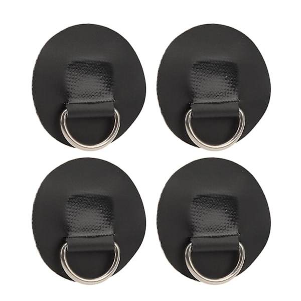 4 stk. Sorte Rustfrie Stål D-Ring Patches til Oppustelig Båd Kajak Kano PVC Enkeltlags