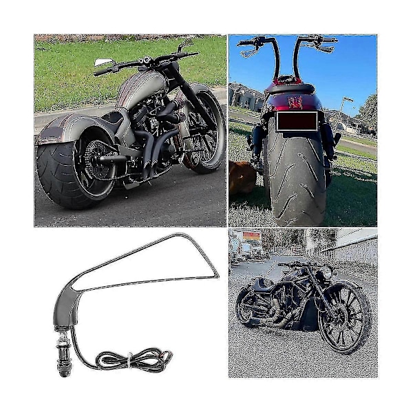 Motorcykel Sikkel Bagspejl Med LED Blinklys Til Softail Sportster, Sort