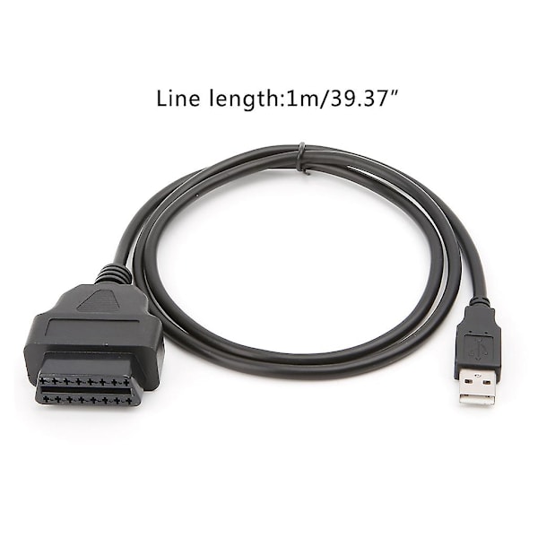 16-polet OBD2 til USB-port opladeradapterkabel stik diagnostisk værktøj