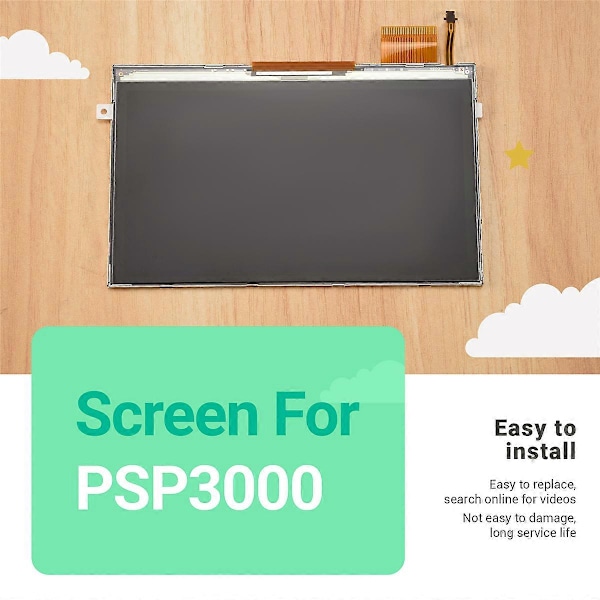 LCD-skjerm for PSP3000/ PSP 3000 Erstatningsskjerm Total Host-konsoll