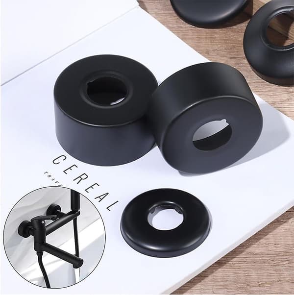 Hane Rosette, Bruser Mixer Rosette, 4 Sort Rustfrit Stål Rør Dæksel, Radiator Rosette - Rosette til Bruser Hane, Hane, Radiatorer