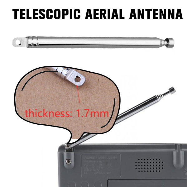 Teleskopisk antenn för TV-radio DAB AM/FM Ersättning 145mm-740mm M8I2