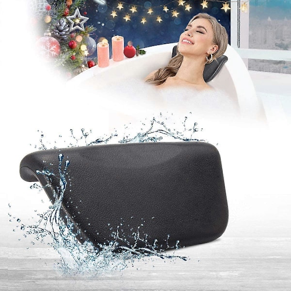 PIAO Badkudde, Snygg PU Badkudde med Sugkoppar, Nackkudde Huvudstöd för Badkar Spa Whirlpool, Ergonomiskt Huvudstöd Huvud, Nacke, Rygg och Axlar
