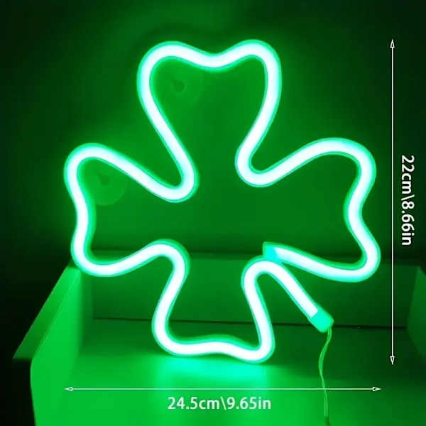 1 St Grøn Kløver Neonskilt, St. Patricks Dag Dekoration, USB Eller Batteridrevet Neonlampe Til Vægge