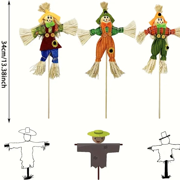 4. Halloween Skremslefigur-dekorasjon utendørs, 33,02 cm Høstskjærings Skremslefigur-dekor