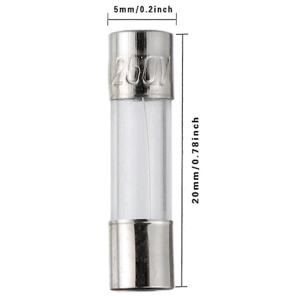 T3.15AL250V 5x20mm 3.15A 250V Langsom Blæsning Sikringer 3.15 Amp 250 Volt 0,2 x 0,78 Tommer Glasrør (Pakke med 20 stk)
