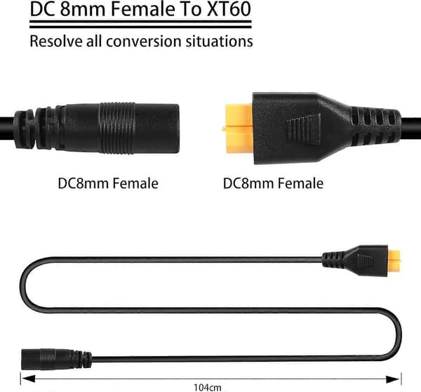 2025 Seneste Model XT60 til 8mm Solcellekabel (14AWG 1M) XT60 Hun til DC7909 Hun