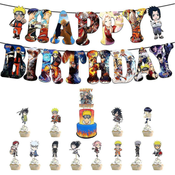 Naruto Anime Manga Tema Fest Dekorationer Ballonger Tårta Topper Set