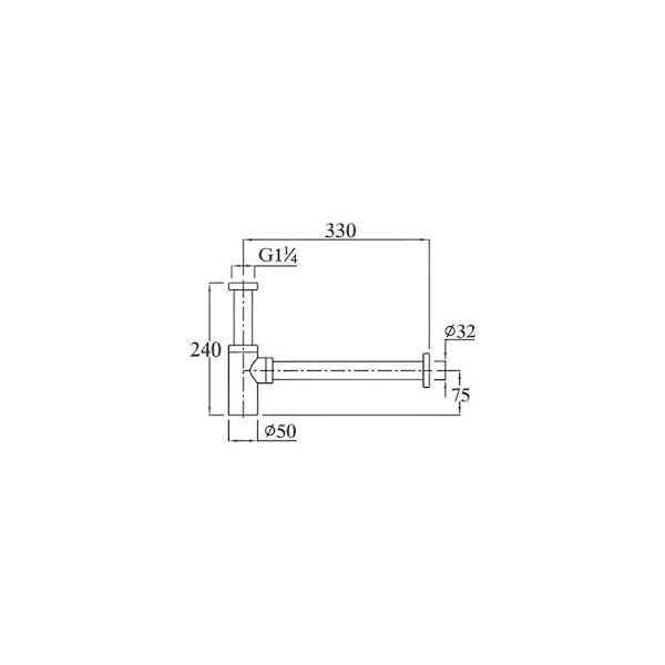 Universal sort vaskesifonrør, vaskesifon i rustfrit stål, 1 1/4 x 32 mm, mat sort