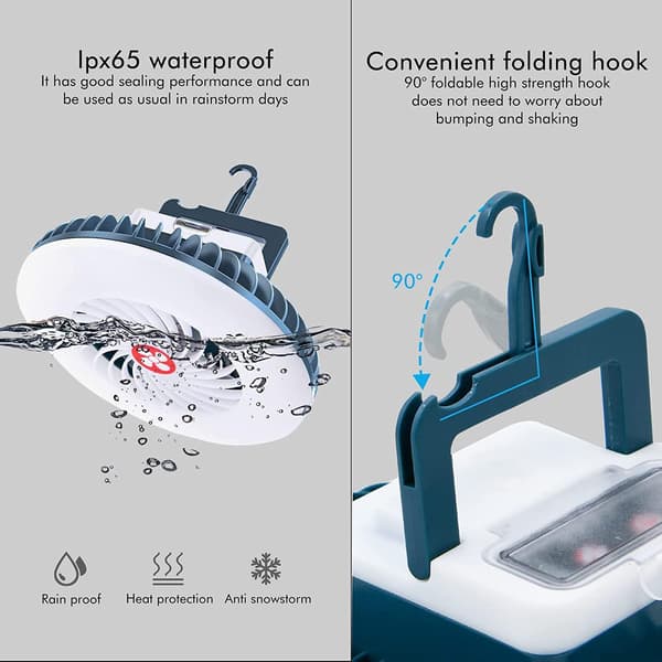 Led Campinglys, Bærbar Usb Genopladelig Campingventilator med Magnet Hængende Krog