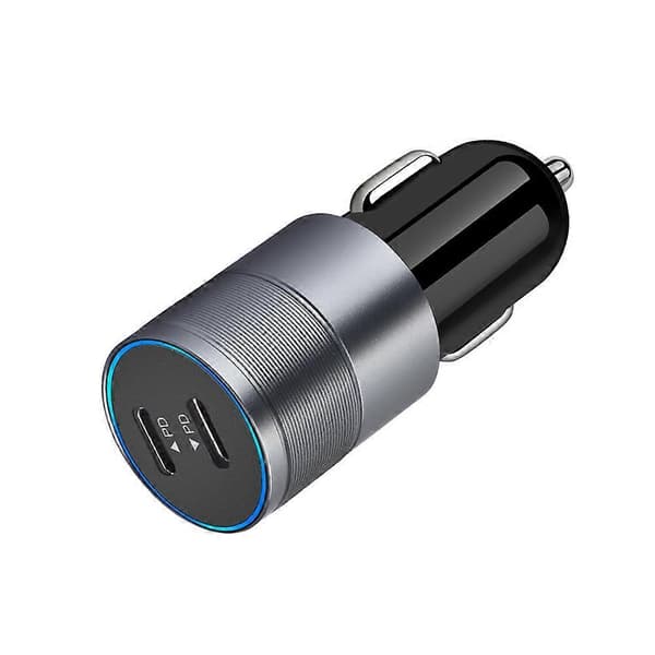 Dubbel PD 3.0 40W Type-C Billaddare med 1m Type-C till Type-C Datakabel med Dubbel Type-C Kabel