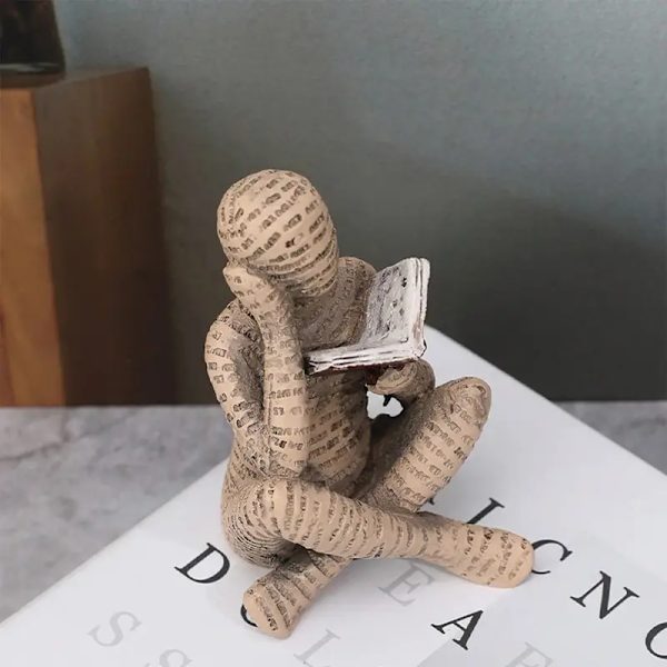 1:a samtida hartsfigur av läsande kvinna, skulptur för bokälskare, dekorativ modern staty för trädgård, gård, uteplats