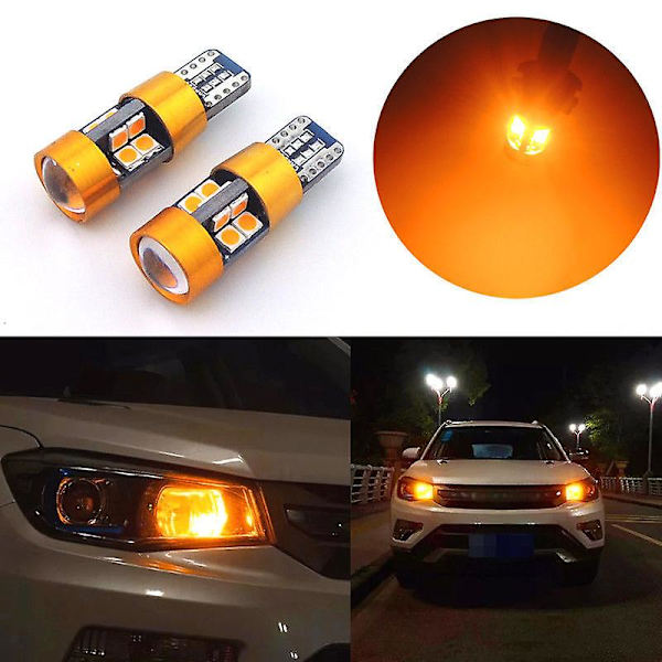 2 st T10 158 168 175 W5W W5WB 194NA LED-signallampor för bil, orange, bärnstensfärgade, 12 V, 3030-typ SMD LED-parkeringslampor för bil, positionslampor för bil