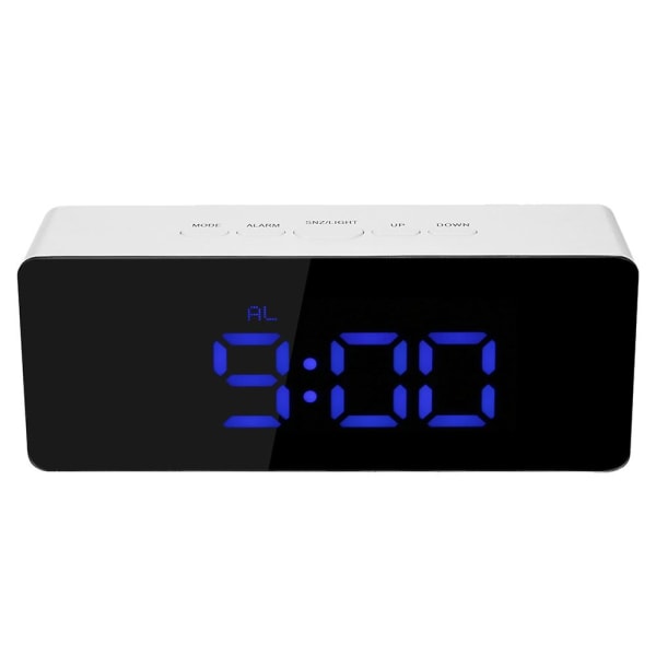 Rektangulär lysande digital LED-spegelklocka larm snooze-funktion termometer