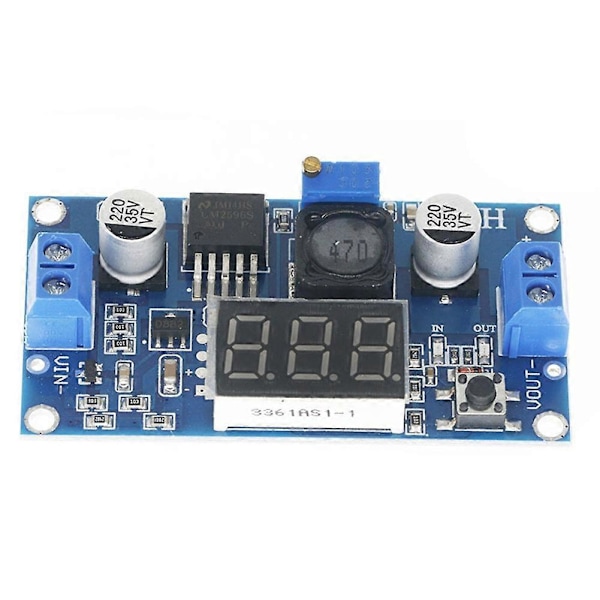 3 stk. LM2596 DC-DC Justerbar Step-Down Konverter Spenningsregulator LED Display Voltmeter 4.0