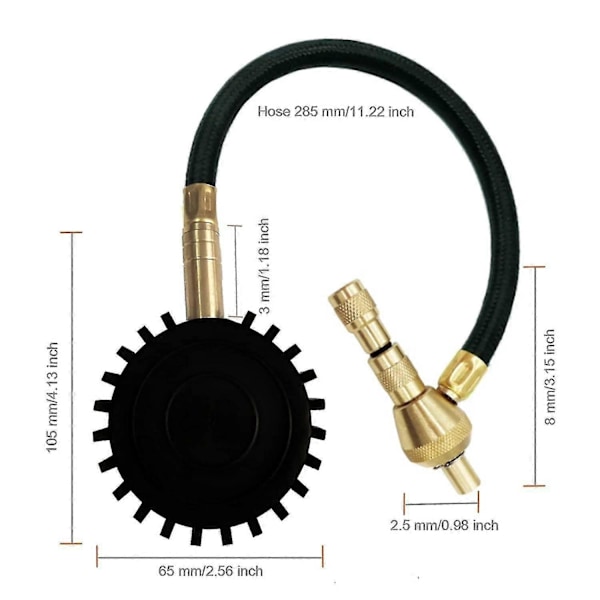 Däcktrycksmätare, 2 i 1 Professionell Däcktrycksmätare 75psi Med Specialchuck För 4x4 Stora Terrängdäck