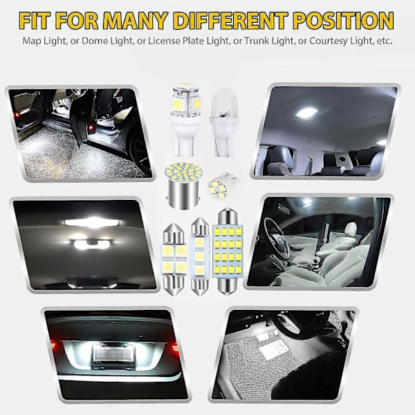 42 kpl auton LED-valot, auton sisätilan mini-lampun sarja T10 leveysilmastinvalo kaksoiskärki lukulampi rekisterikilven valo sisävalo oven valo