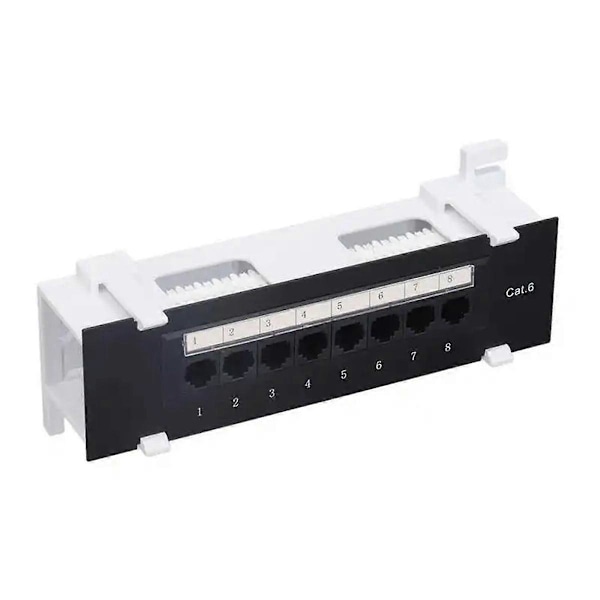 8-Port Patch Panel for Cat. 6 Allsidig Datasenter Plast Veggfeste for Datamaskin Hjem for Kabling
