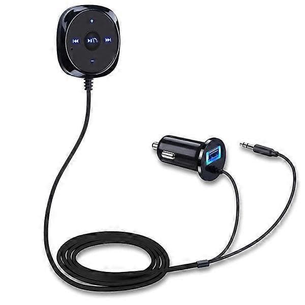 Bluetooth Bilkit Bluetooth Modtager, Bluetooth Håndfri Lydadapter Indbygget Mikrofon Luftventil Klip, 2.1A USB Billader