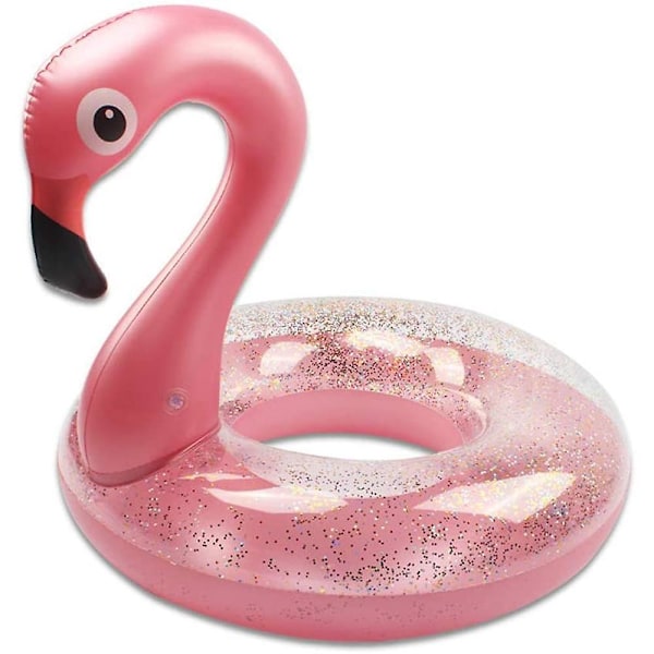 Svømme Ring Pool Float, Flamingo Form Oppblåsbar Pool Float Med Glitter, Oppblåsbar Fritidsflåte Tube Svømme Ring Sommer Barn Pool Leke