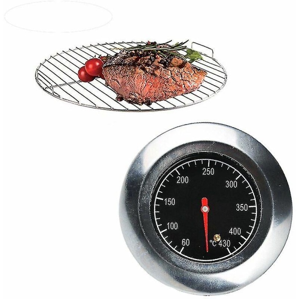 Termometer i rustfritt stål, metalltermometer, for grill i rustfritt stål, gassgrill, (60c -430c)