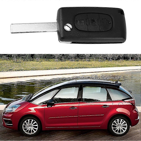 3-knapps fjärrnyckel fodral skal med ljussymbol Passar för CITROEN C4 PICASSO C5 C6 E2U465