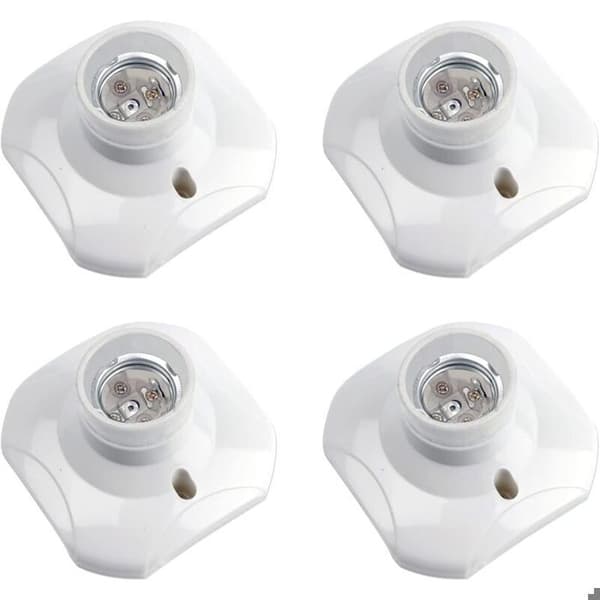 E27-socklar - LARGEIGHT - 4-pack - Vit plast - För LED-lampor - AC 220-240V