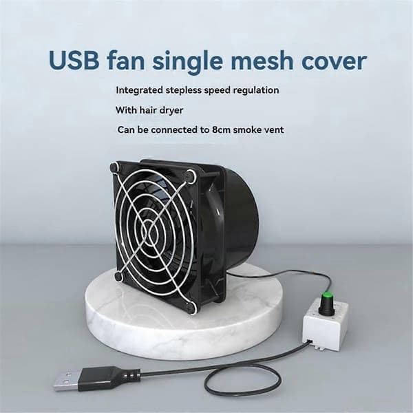 USB Hastighedskontrol Ventilator Røgabsorberende Emhætte Ventilator Rørkanal Udstødningsventilator USB Justerbar Hastighed