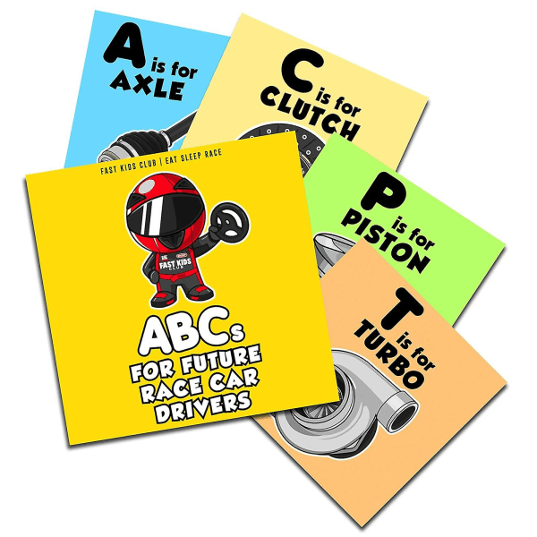 ABC's For Future Race Car Drivers Alphabet Book, Baby Book, Toddler Book, Kids Book, 100% New