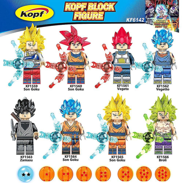 8st Dragon Ball Anime Series Minifigurer Byggklossar Kit, Son Goku Mini Actionfigurer Leksaker Set Presenter Till Fans Barn