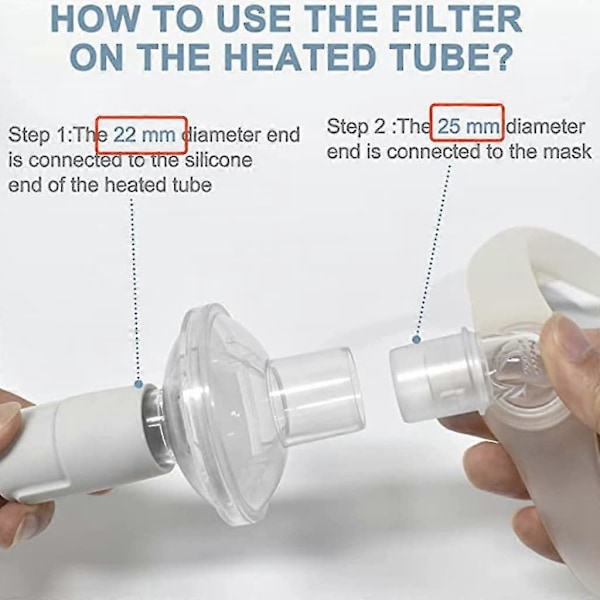 Inline CPAP-filtre, 6-pak CPAP-filtre, filtre til CPAP-maskiner, udskiftningsfilter