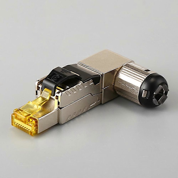 RJ45 Fullskjermet Sink-legering Feltplugg 90 Graders Vinklet CAT8 STP Felttermineringskontakt Verktøy