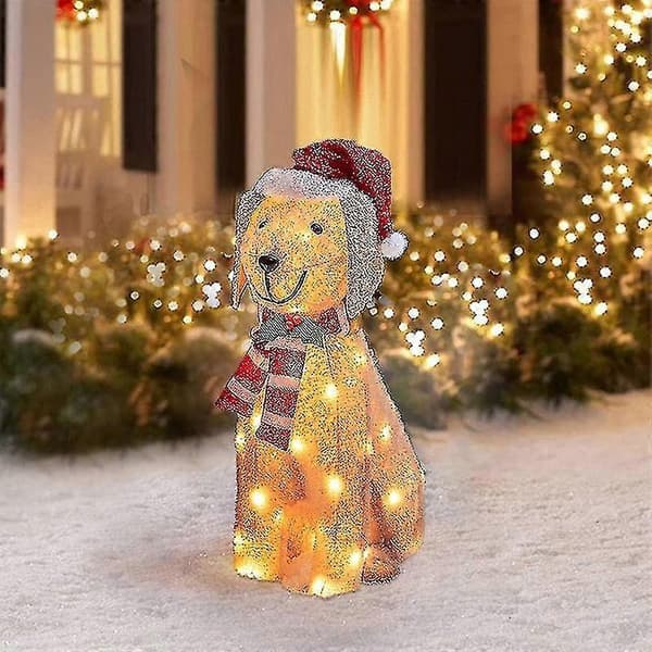 2D Julehund med LED-lys Havepynt med Akryl Havepæl