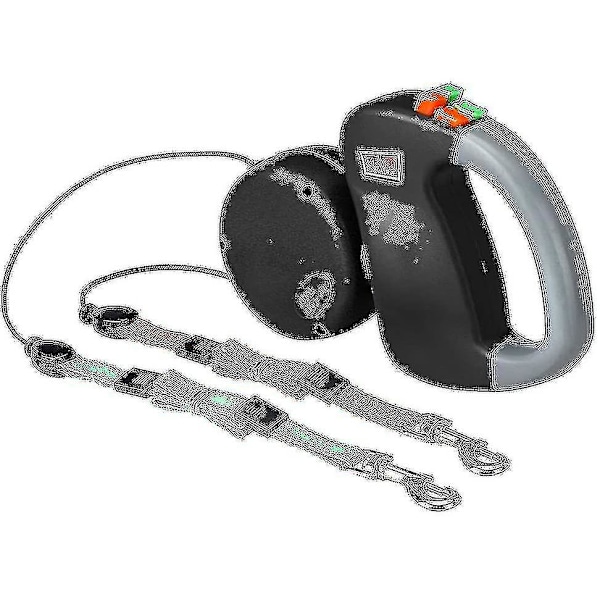 Dobbel Dobbel Leash for Hunder, Inntrekkbar Hundeleash Dobbel Leash for To Hunder Hundeleash 2 Hunder Dobbel Leash, svart