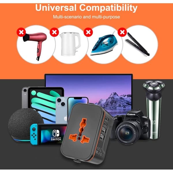 Yleismatkalaiteadapteri. Yleismatkalaiteadapteri 2 USB- ja 2 USBC-portilla