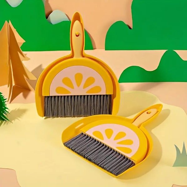 1 set skrivbord mini mopp set gul citron