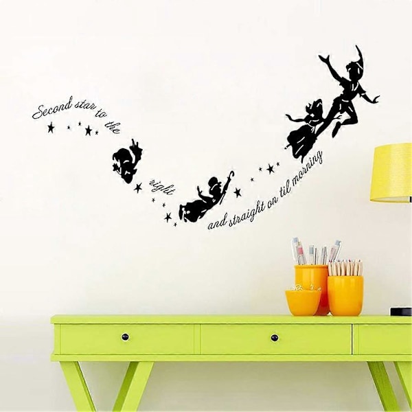 Peter Pan -hahmojen seinätarrat, inspiroivat lainauslauseet, irrotettava seinätarra, lasten ja vauvojen huoneen sisustus, DIY-tarra