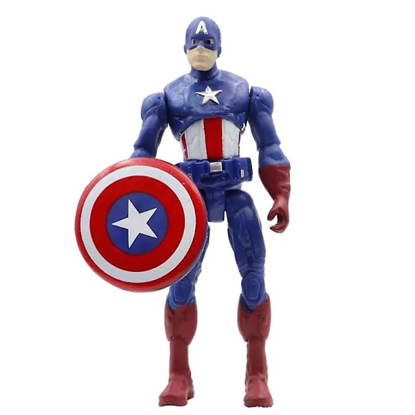 6-pack Marvel DC Superhjälte Actionfigurer Leksaker Superman Iron-Man Captain America Batman Hulk Thor Leksakssats Barn Tårta Dekoration