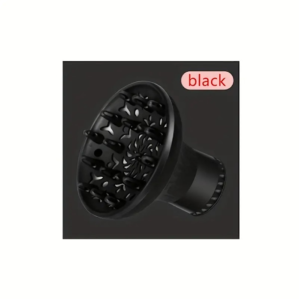 Universal vindrute hårtorkfeste for krøllforbedring - Luktfri krøllhårføner med 3,8-6 cm diameter, svart