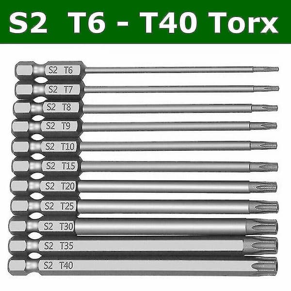 11 stk. Lang Rækkevidde Torx Stjerne Hex Sikkerhedsbit Sæt Tamper Proof Skruetrækker Bits Uk [Gratis Forsendelse]