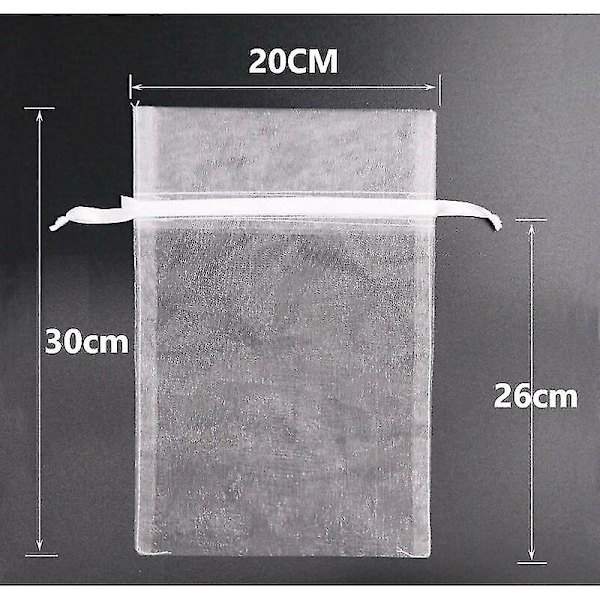 50 stk Store Organza Gaveposer, 20 X 30cm Smykkeposer Bryllupsgaveposer Med Træk snor Til Jul Fødselsdagsfest Gaveindpakning (hvid)