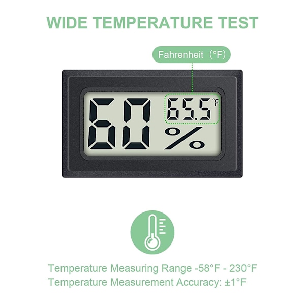 4-pak Mini Digital Termometer Hygrometer Innendørs Fuktighetsmonitor Temperatur Fuktighetsmåler med Fahrenheit () for Humidorer, Drivhus, Hage