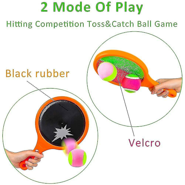 Orange Paddle Catch Ball Racket Set Sport Game Toys Toss Set Disc Paddle Tennis Game Sucker