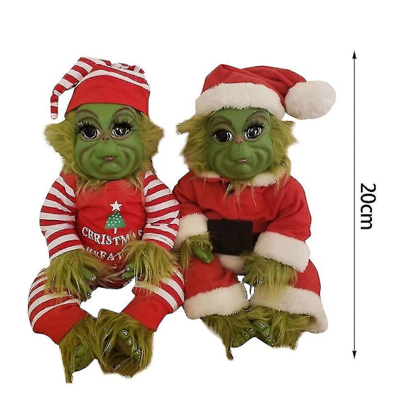 Julen Grinch Latex Plyschdocka Återfödd Baby Grinch Plyschleksak Julgåva