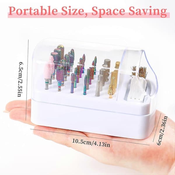 2 i 1 Negleborebits Holder & Negleborebits Rengøringsbørste Etui, 30 Huller